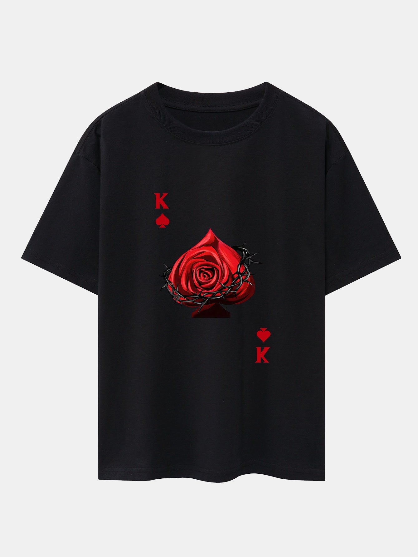 Rose K Print Drop Shoulder Oversize T-Shirt
