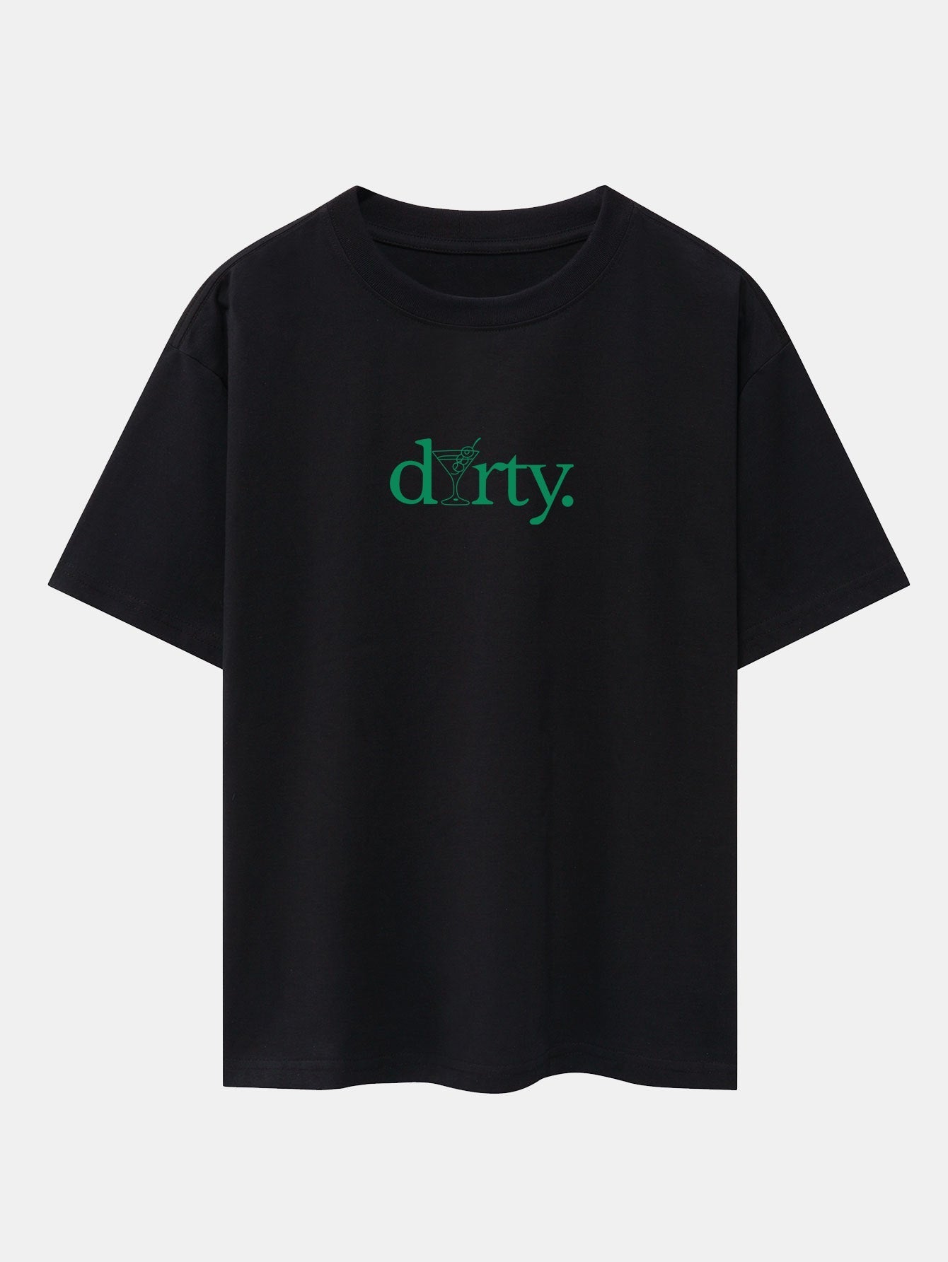 Dirty Cocktail Glass Print Drop Shoulder Oversize T-Shirt