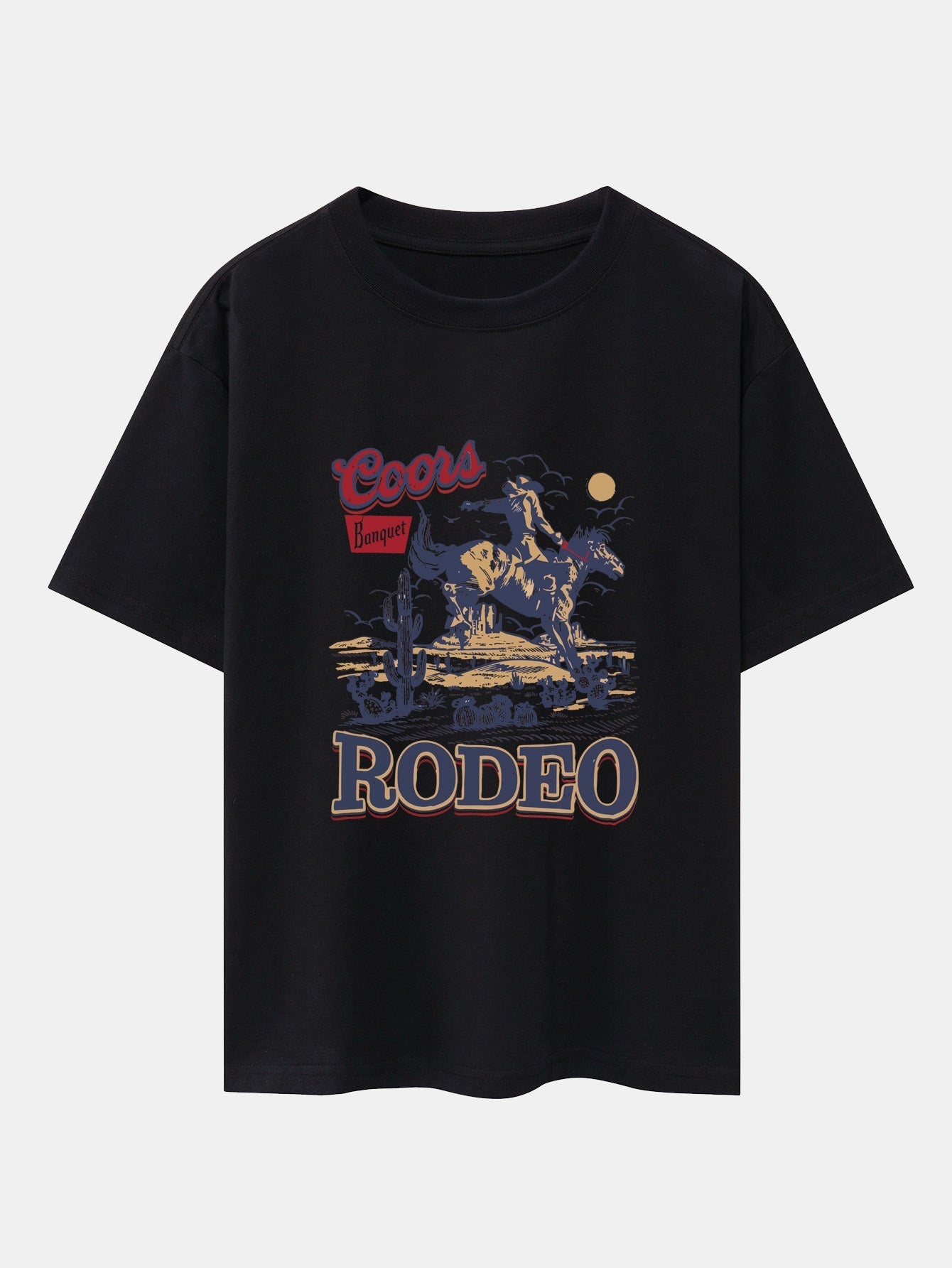 Western Cowboy Print Drop Shoulder Oversize T-Shirt