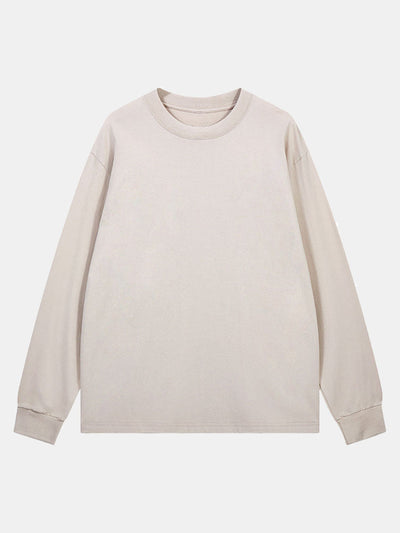 Basic Long Sleeve Ribbed Cuff T-Shirt
