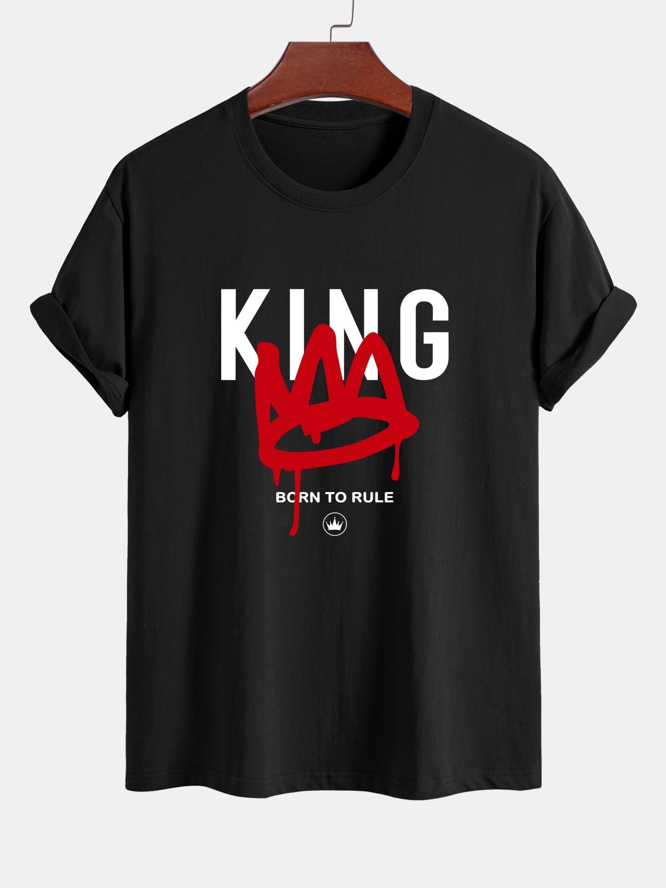 Regular Fit Crown King Print Cotton T-Shirt