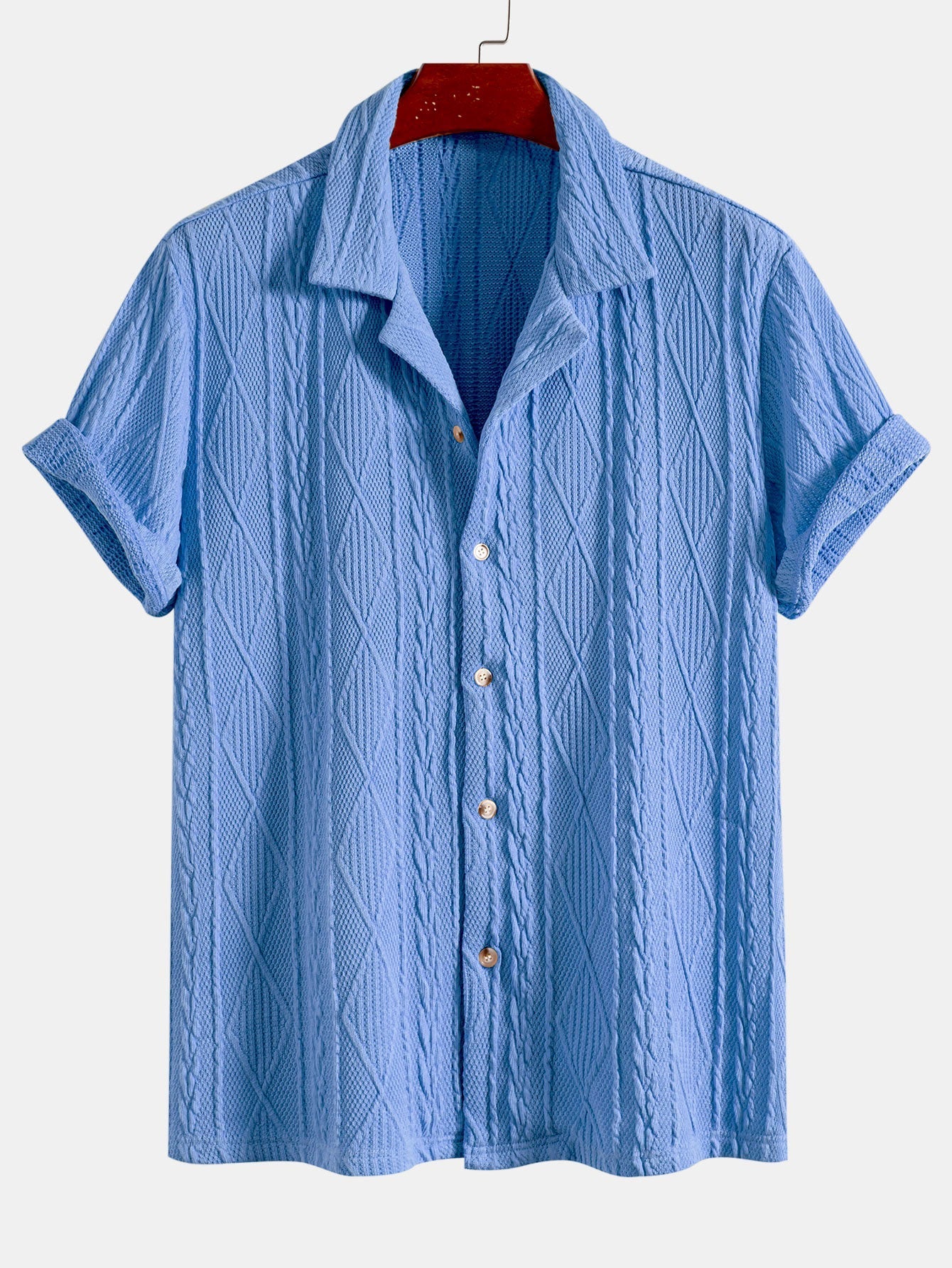Knitted Geometric Textured Cuban Shirt