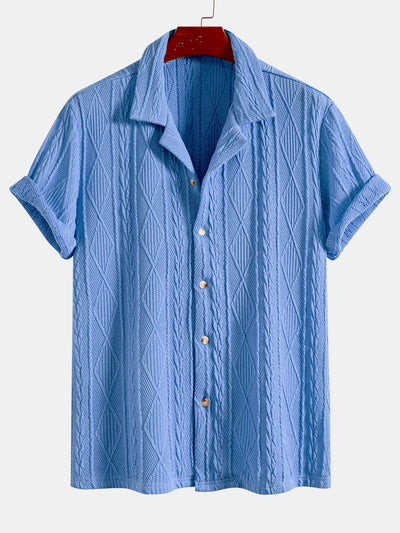 Knitted Geometric Textured Cuban Shirt