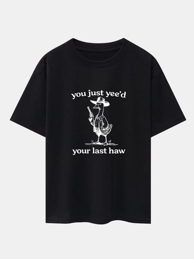 Cowboy Goose Print Drop Shoulder Oversize T-Shirt