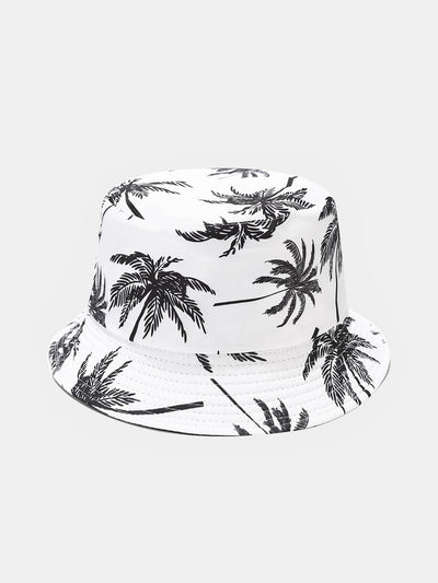 Double Side Reversible Palm Tree Pattern Bucket Hat