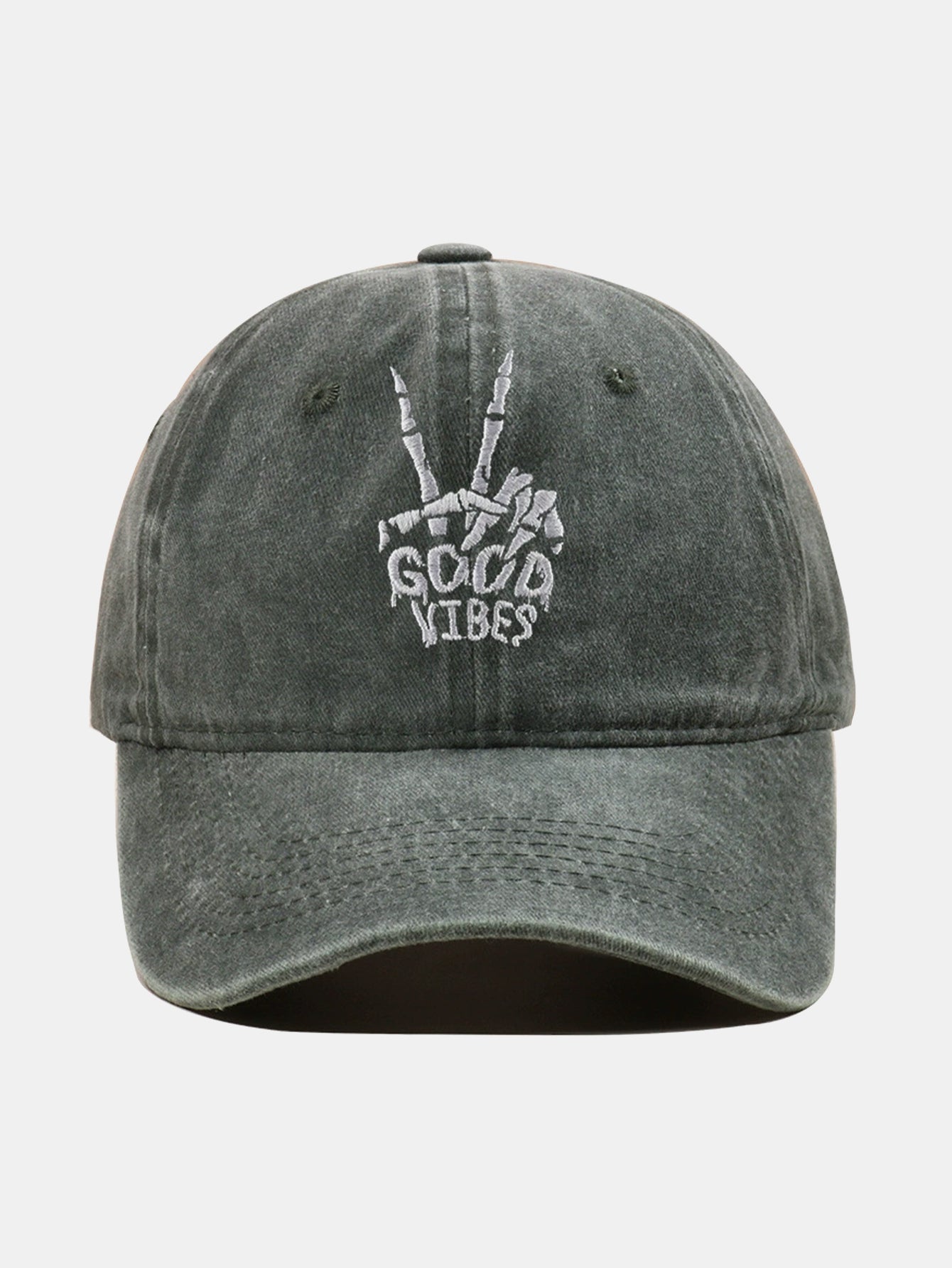Skull Embroidery Pattern Vintage Distressed Washable Baseball Cap