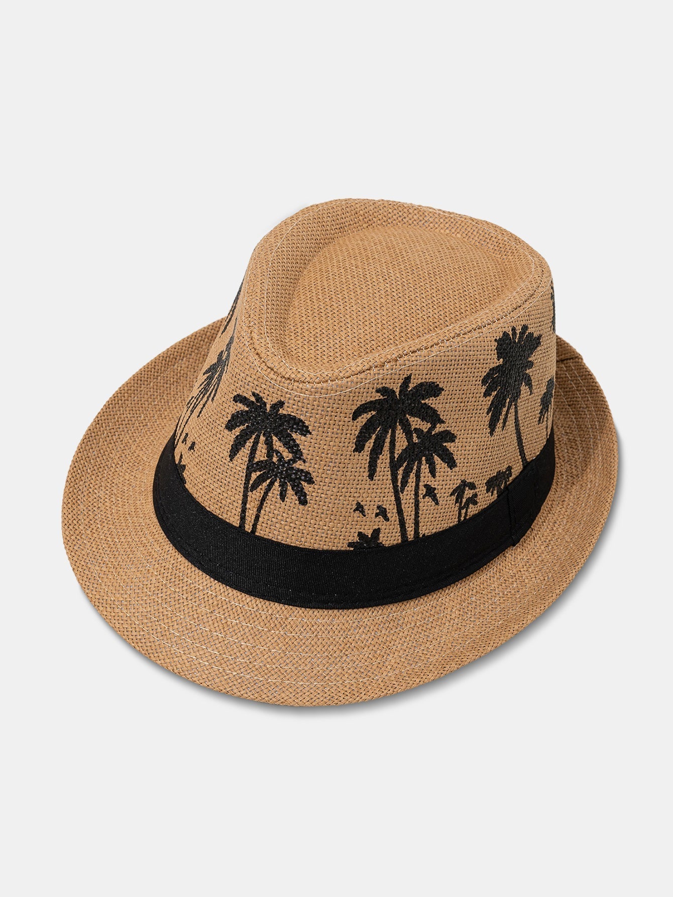 Palm Tree Print Breathable Straw Hat
