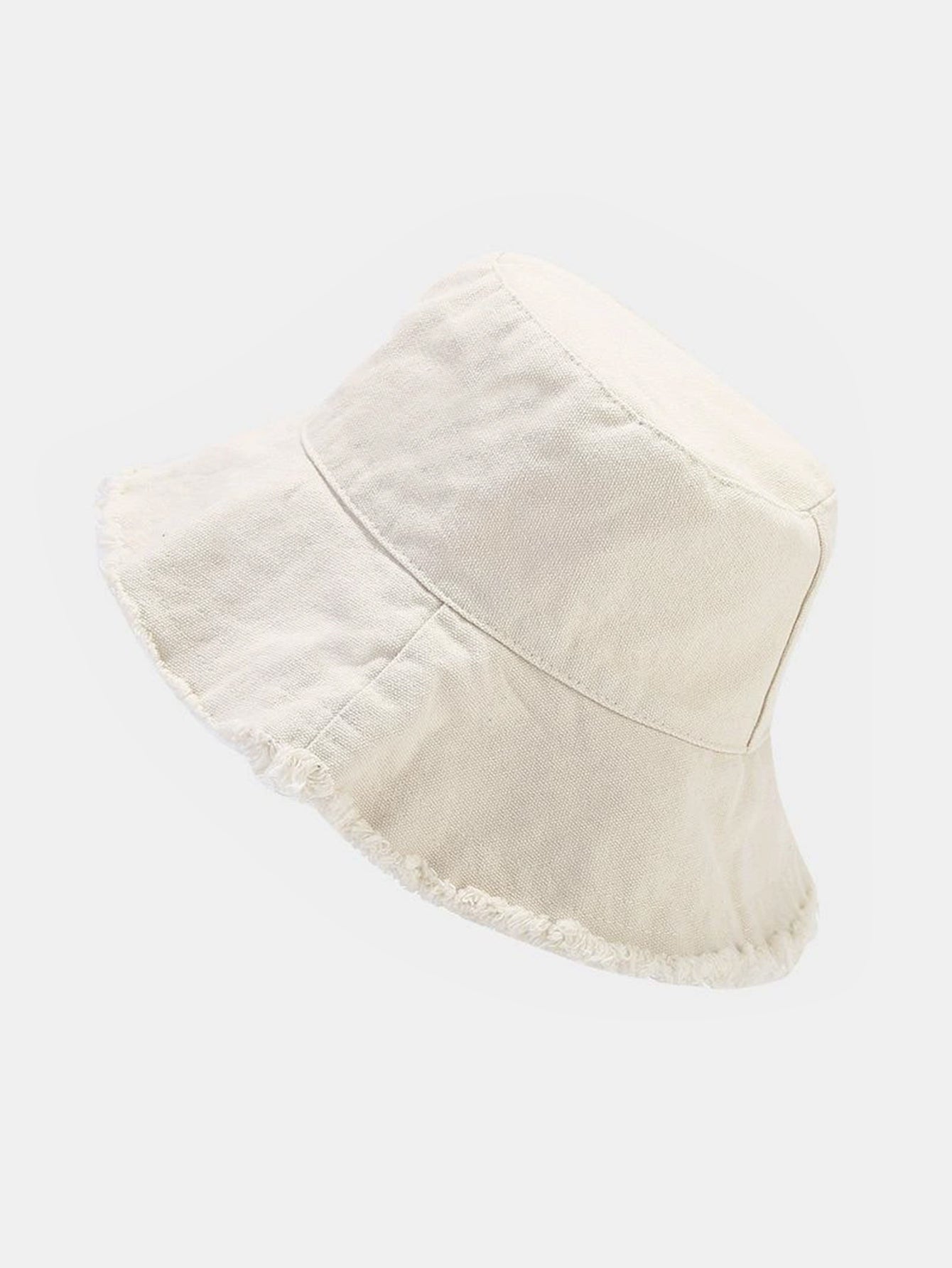 Solid Washed Cotton Frayed Bucket Hat