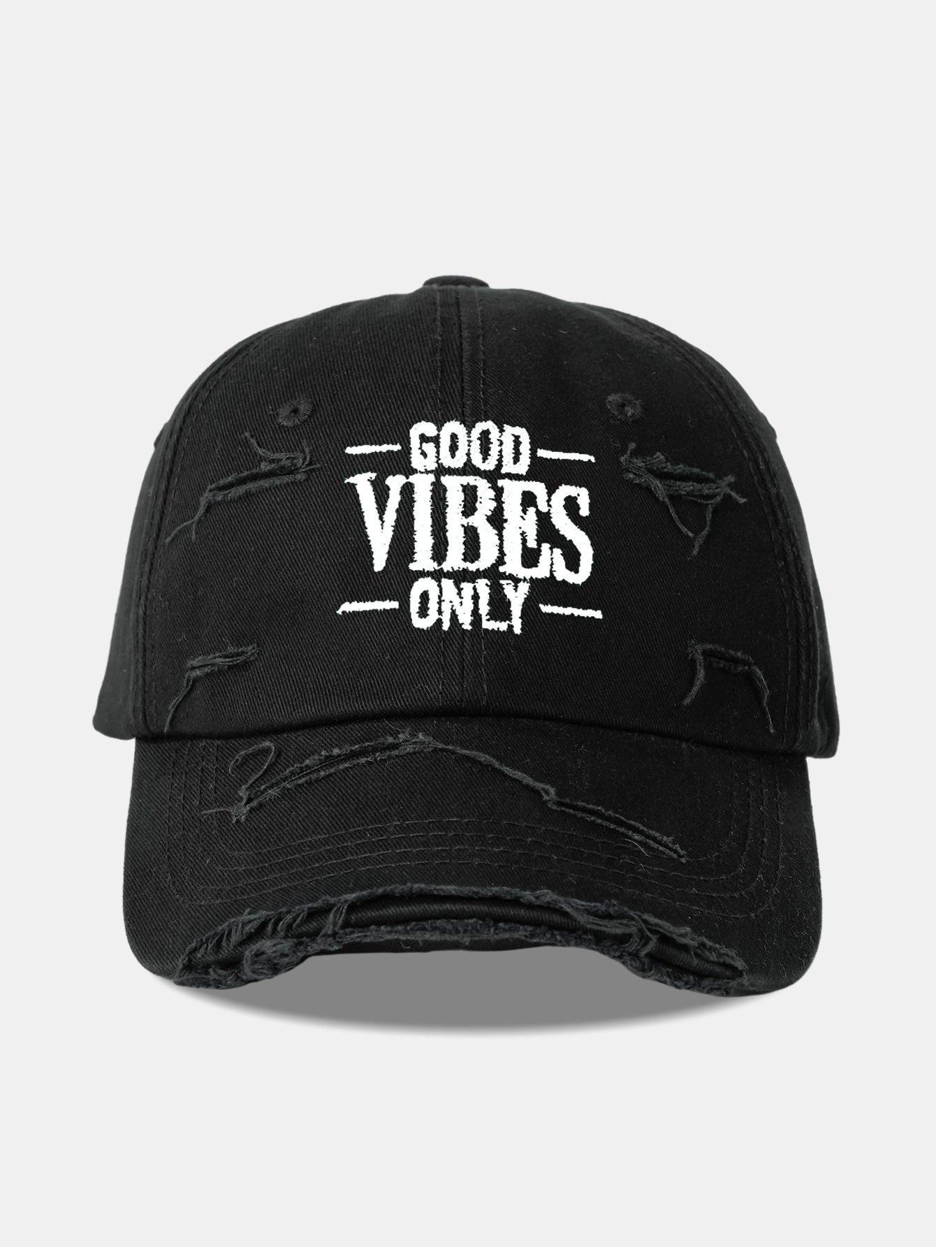 Good Vibes Only Embroidered Distressed Old Baseball Cap