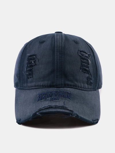 Solid Color New York Embroidery Cotton Washed Distressed Baseball Cap