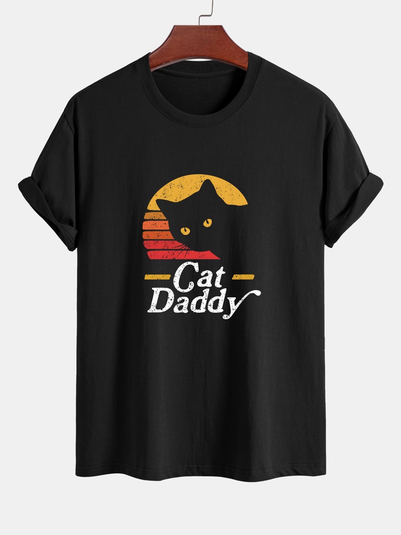 Regular Fit Cat Daddy Print Cotton T-Shirt