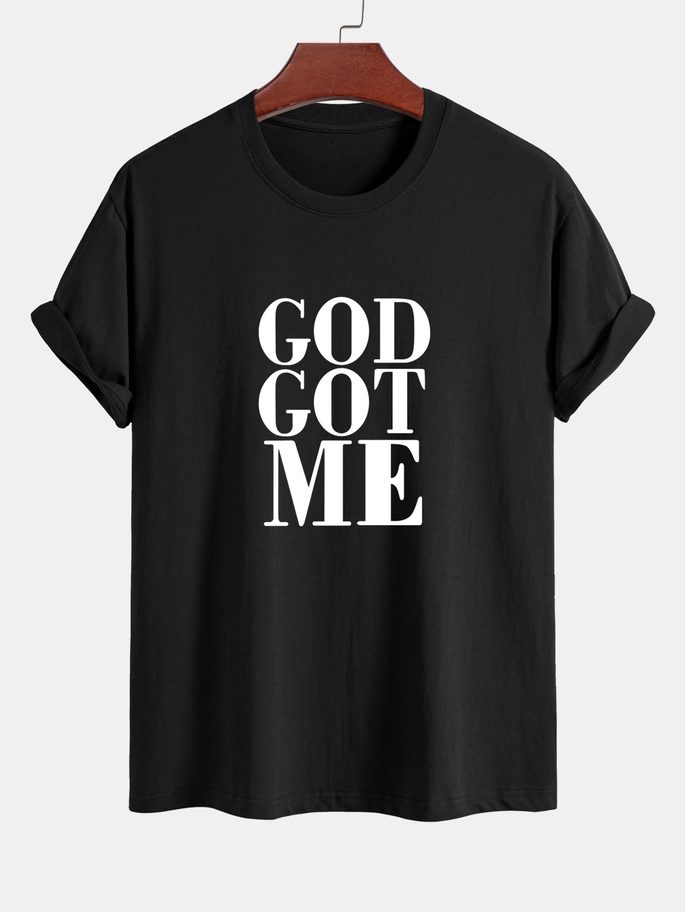Regular Fit God Got Me Print Cotton T-Shirt