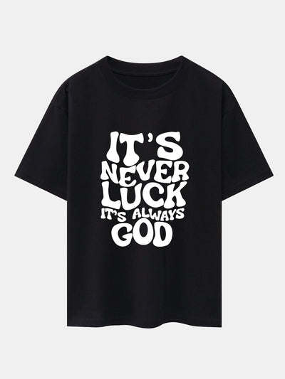 God Slogan Print Drop Shoulder Oversize T-Shirt