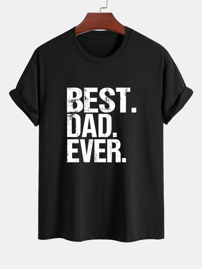 Regular Fit Best Dad Ever Print Cotton T-Shirt