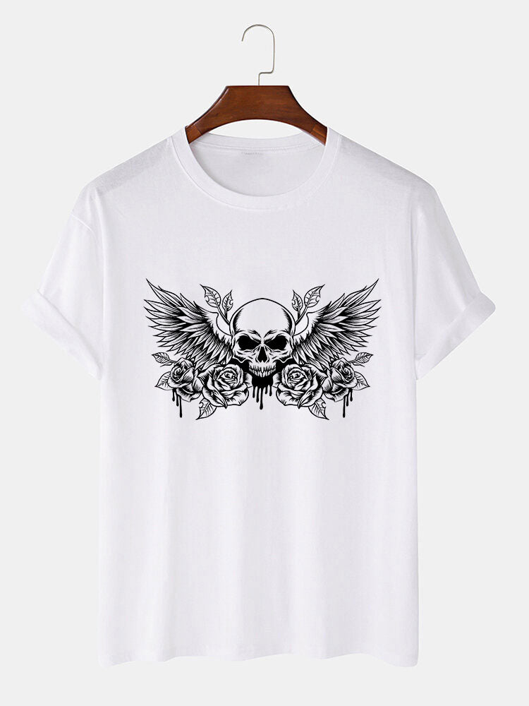 Skull With Wings Print T-Shirt