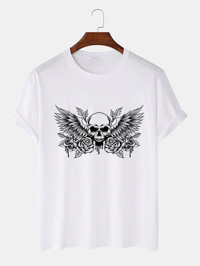 Skull With Wings Print T-Shirt