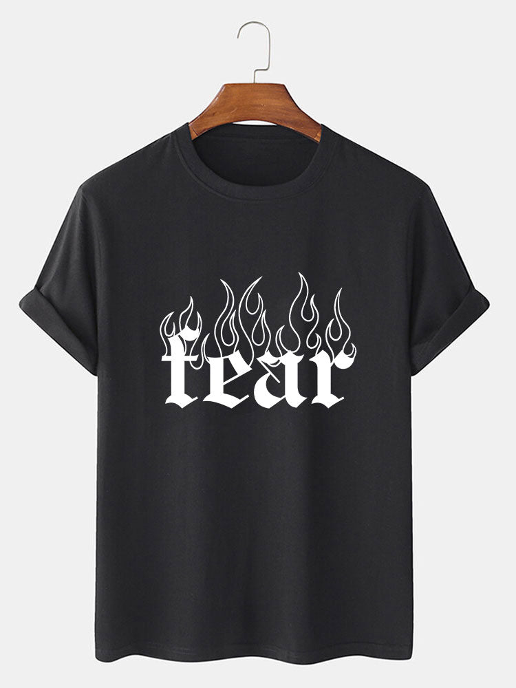 Gothic Flame Letter Print T-Shirt