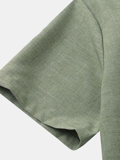 Man Stand Collar Shirt Whit Pocket