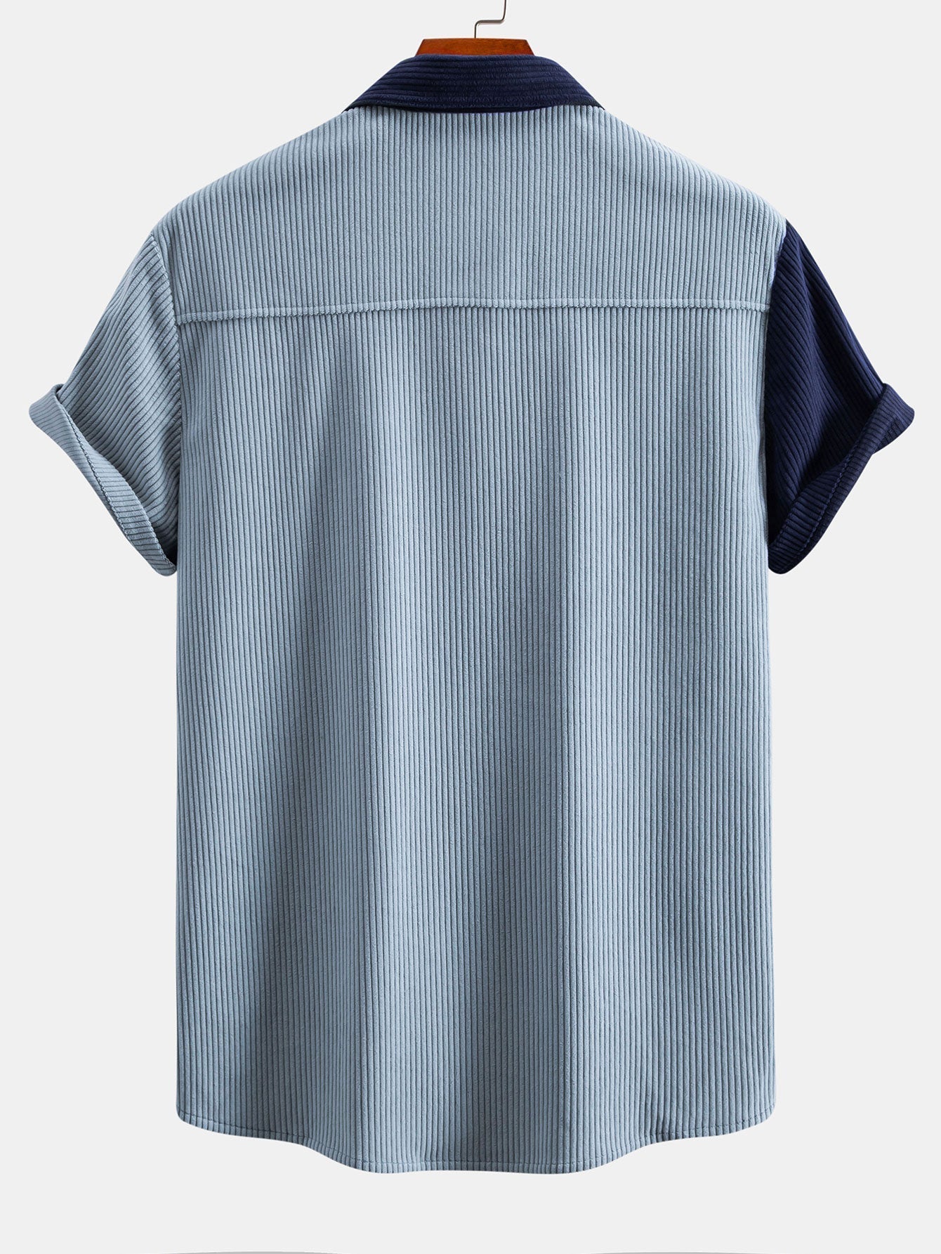 Short Sleeve Corduroy Patchwork Shirt