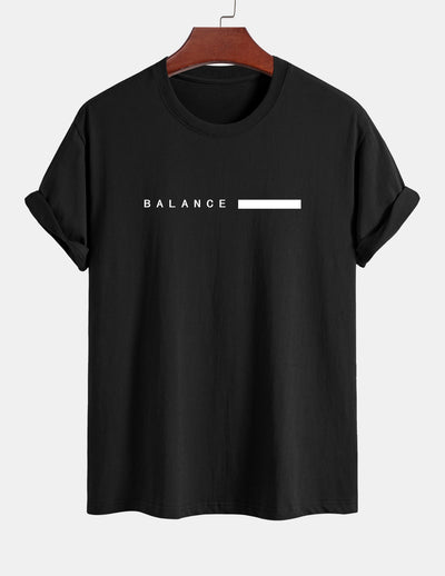 Regular Fit Balance Stripe Print Cotton T-Shirt