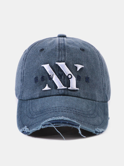 Retro New York Embroidery Cotton Washed Distressed Baseball Cap