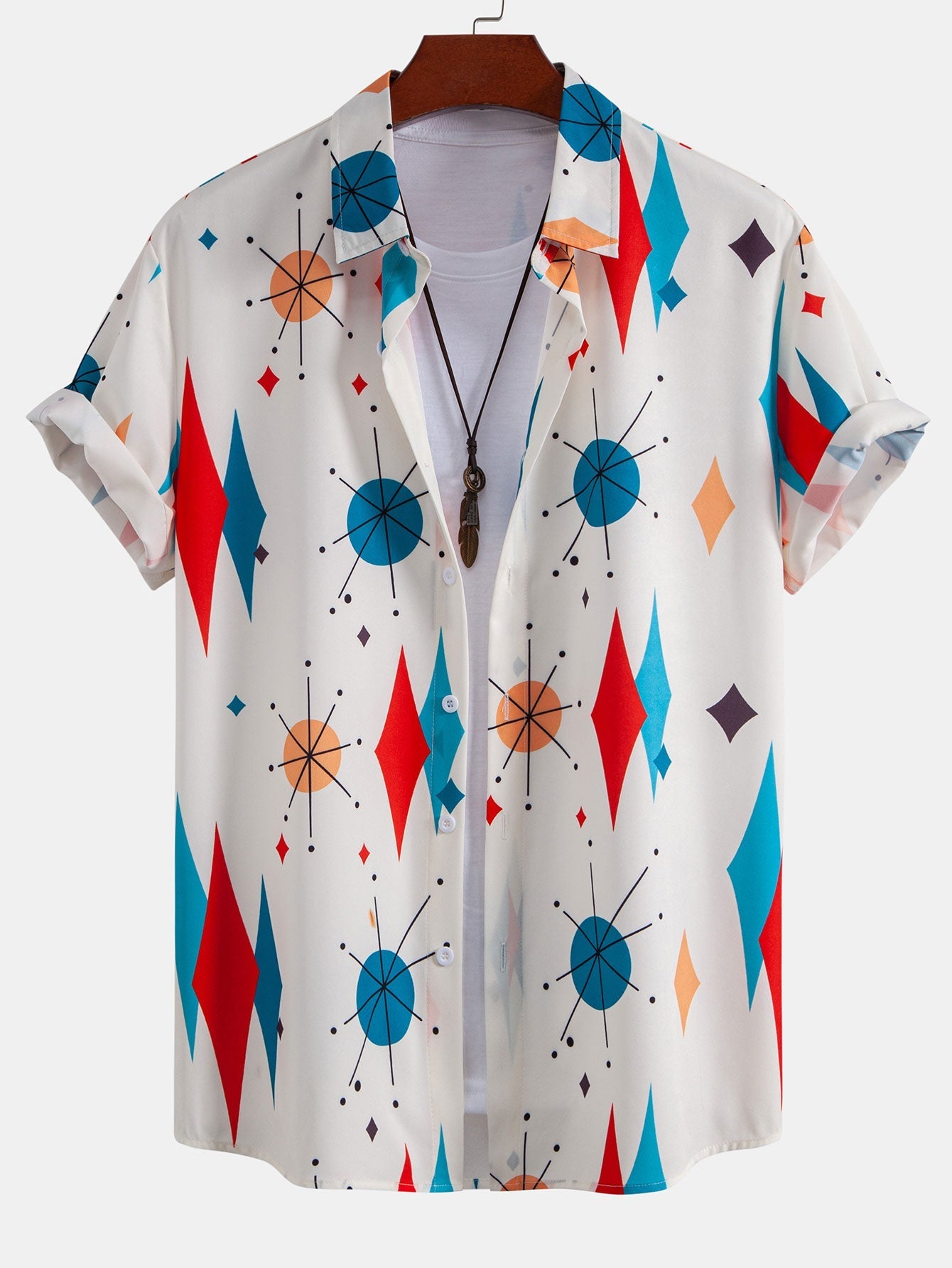 Atomic Geometric Print Button Up Shirt