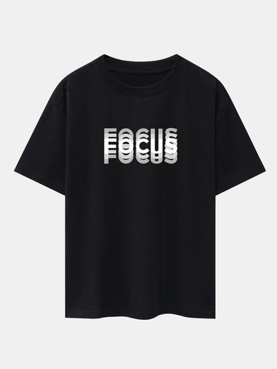 Focus Slogan Print Drop Shoulder Oversize T-Shirt