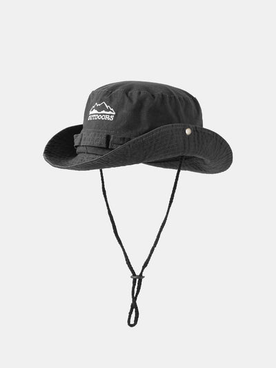 Mountain Pattern Bucket Hat With Chin Strap