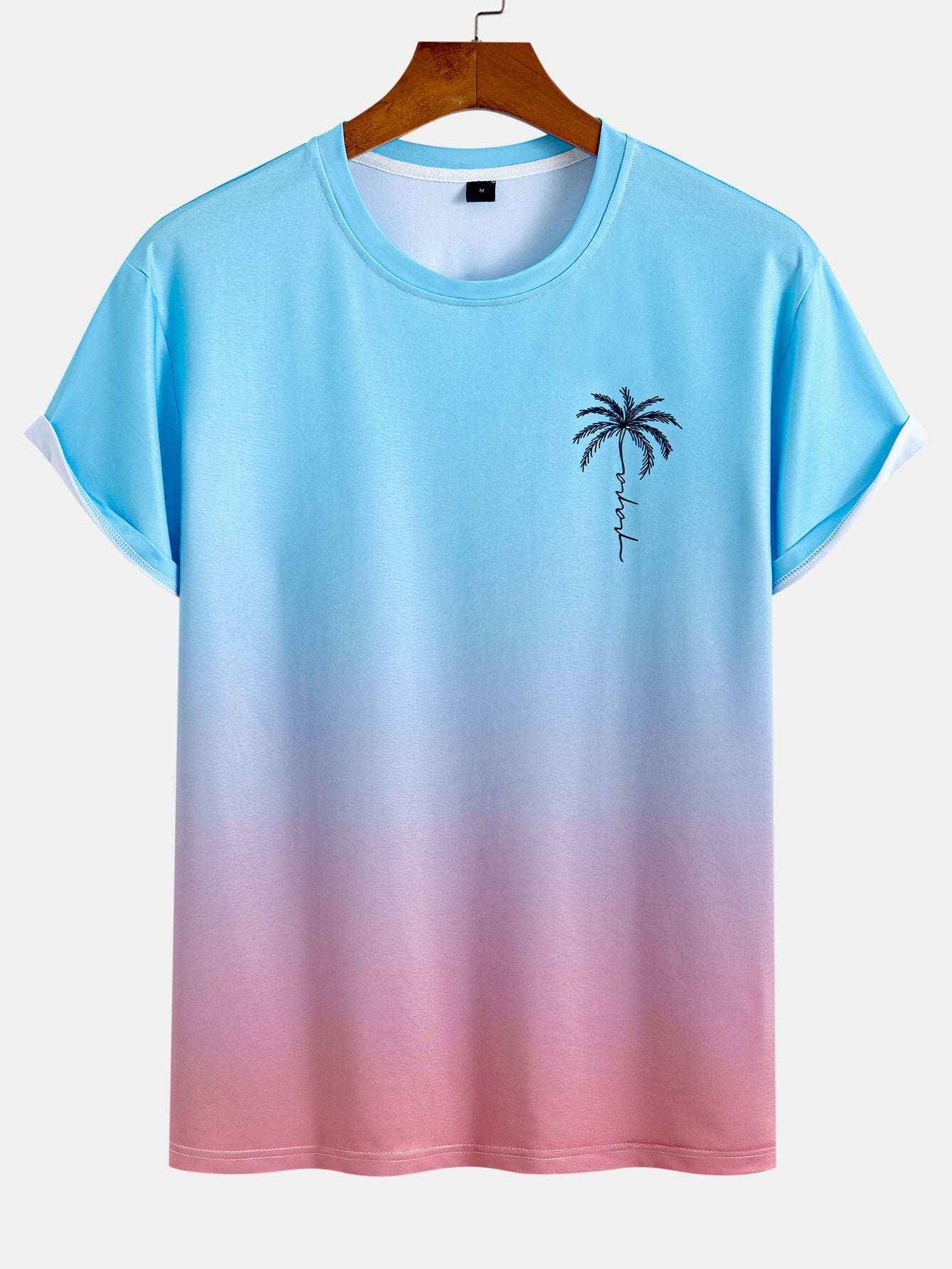 Regular Fit Palm Tree Gradient Print T-Shirt