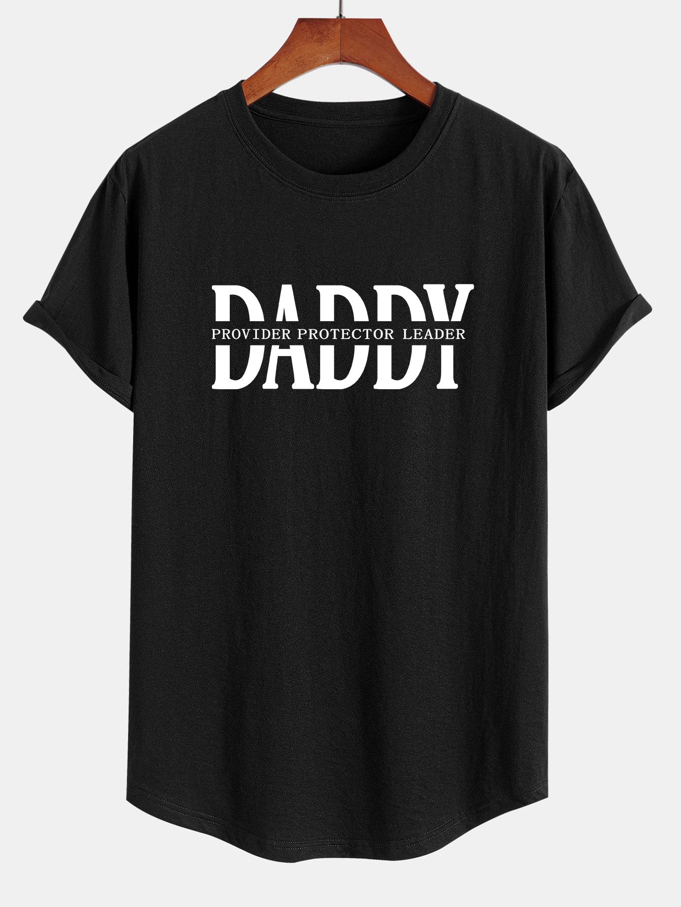 Daddy Print Cotton Arc Hem T-Shirt
