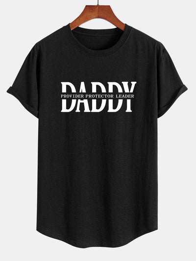 Daddy Print Cotton Arc Hem T-Shirt