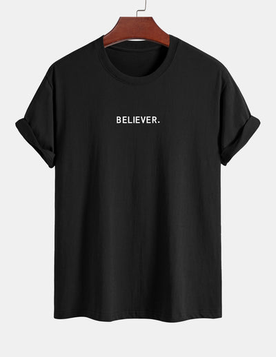 Regular Fit Believer Print Cotton T-Shirt