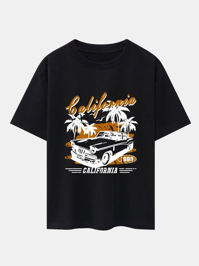 California Car Print Drop Shoulder Oversize T-Shirt