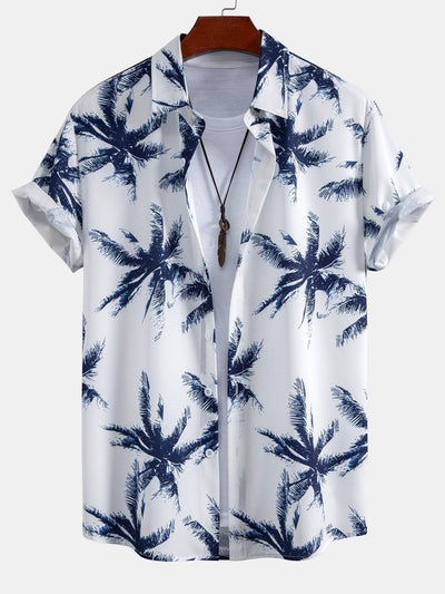 Palm Tree Print Button Up Shirt