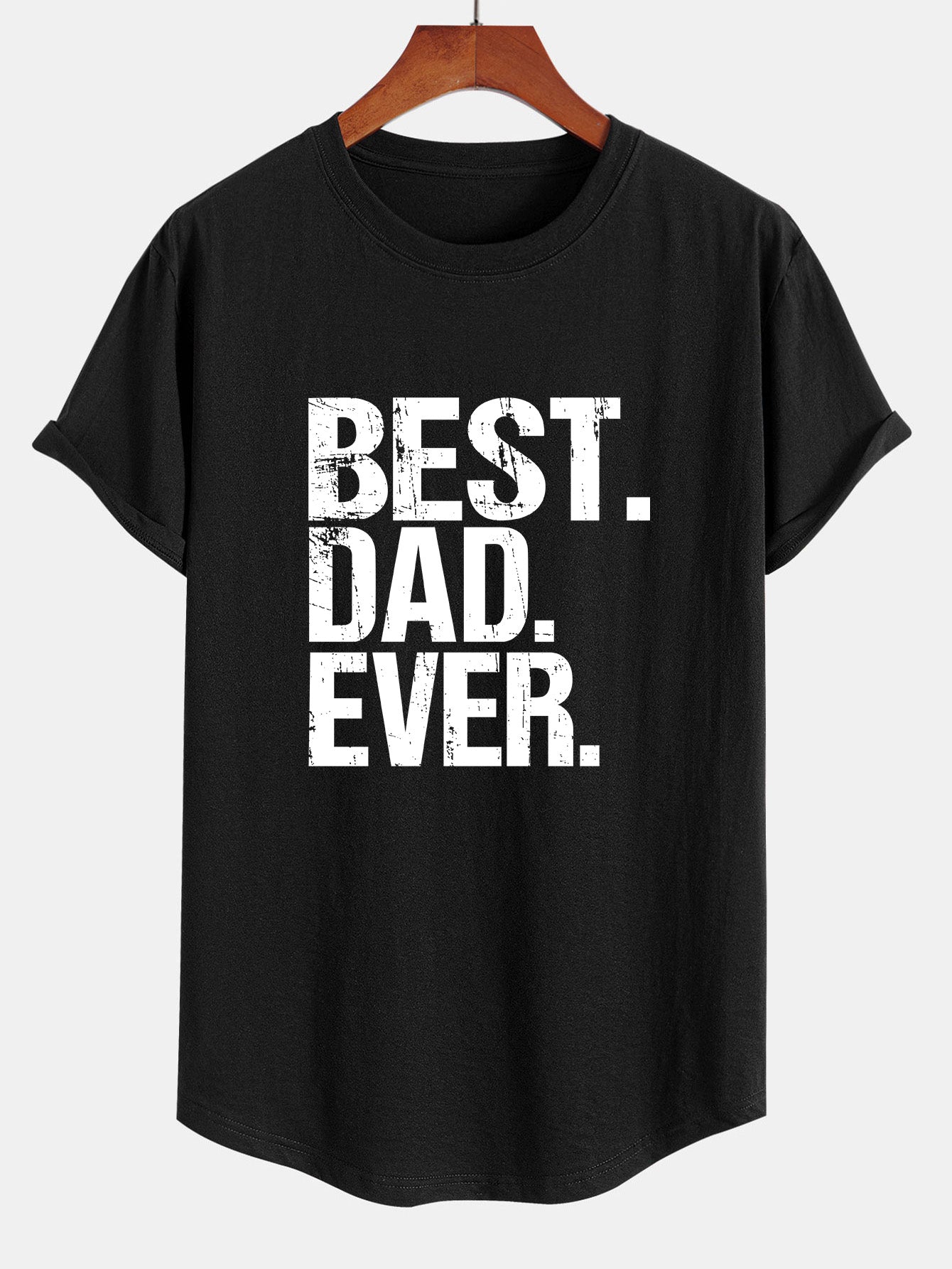 Best Dad Ever Print Cotton Arc Hem T-Shirt
