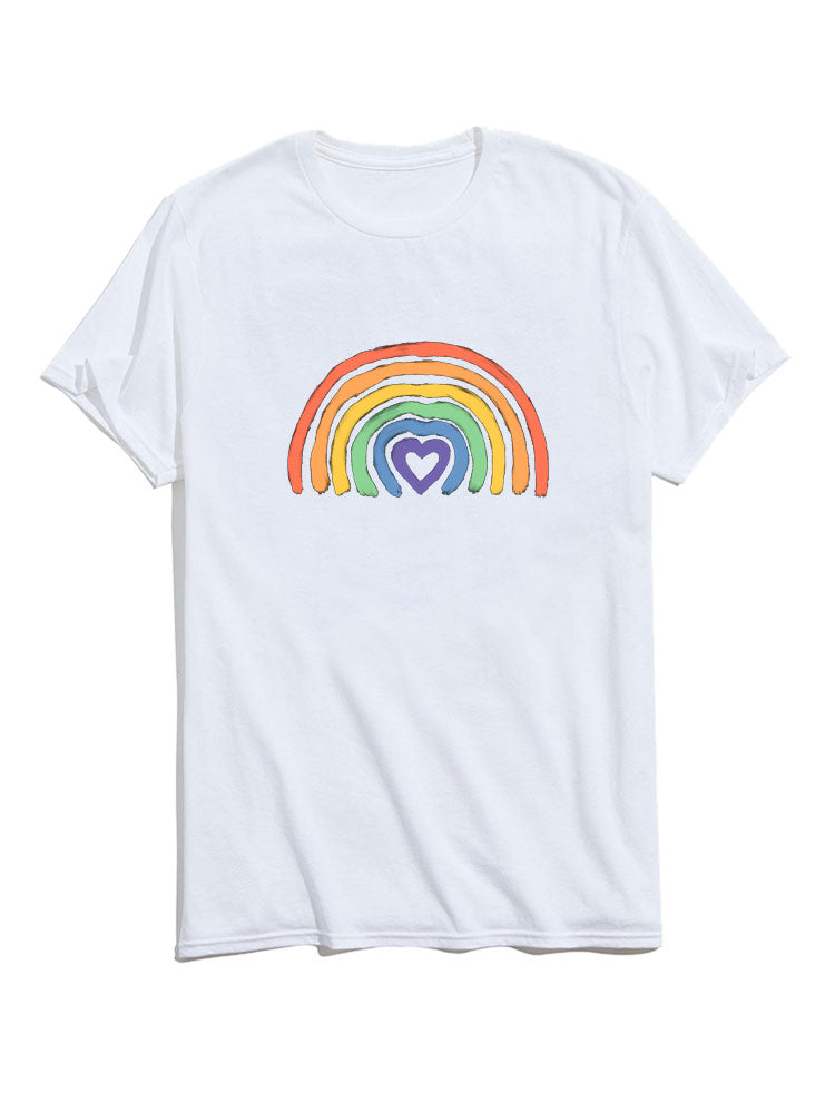 Rainbow Graphic Crew Neck T-Shirts