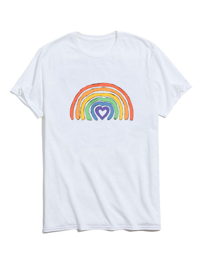 Rainbow Graphic Crew Neck T-Shirts