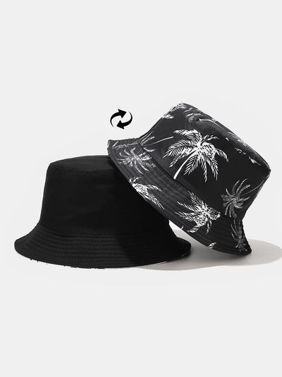 Double Side Reversible Palm Tree Pattern Bucket Hat