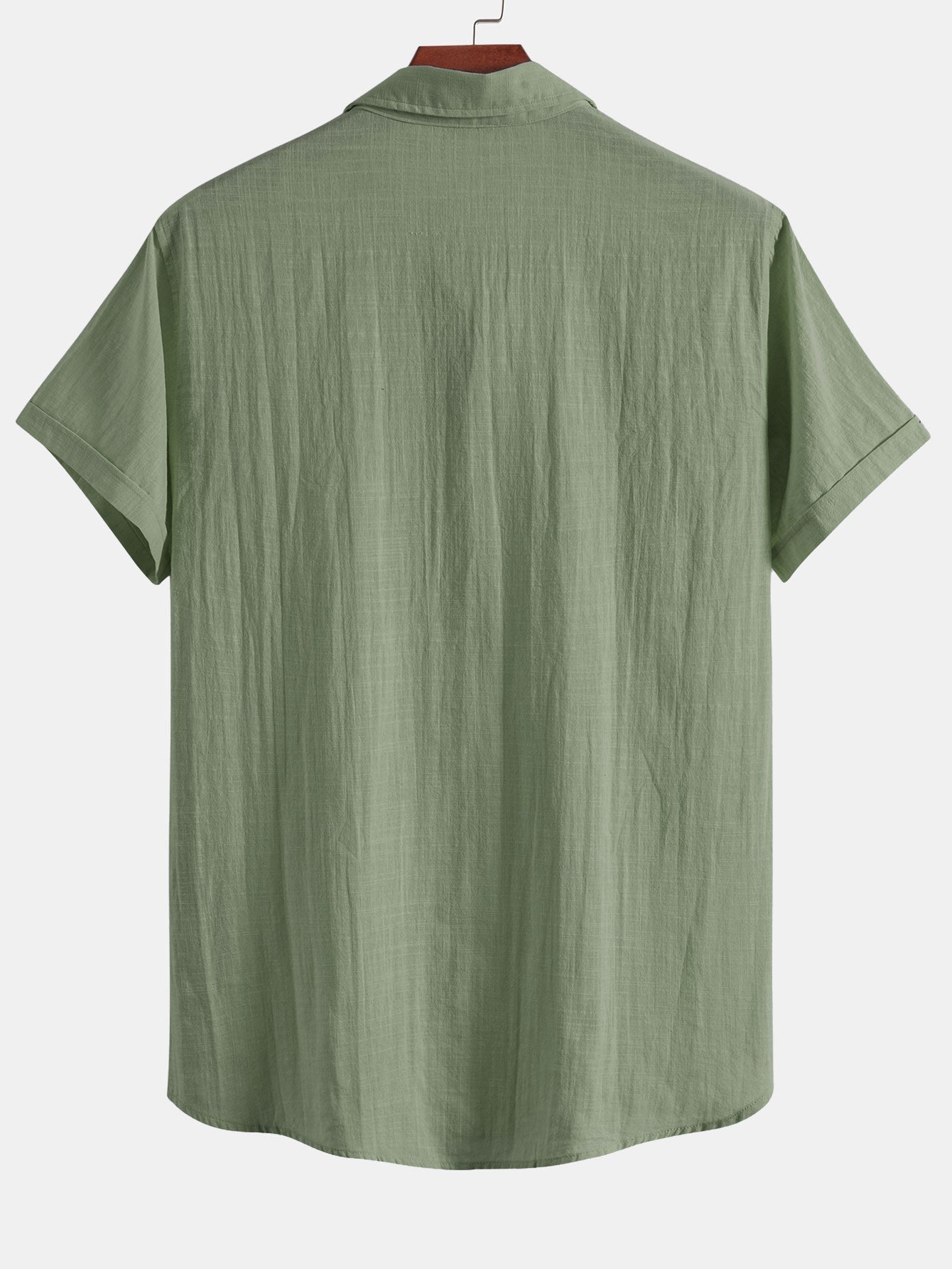 Short Sleeve Linen Look Polo Collar Shirt