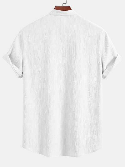 Wrinkled Textured V Neck Shirt