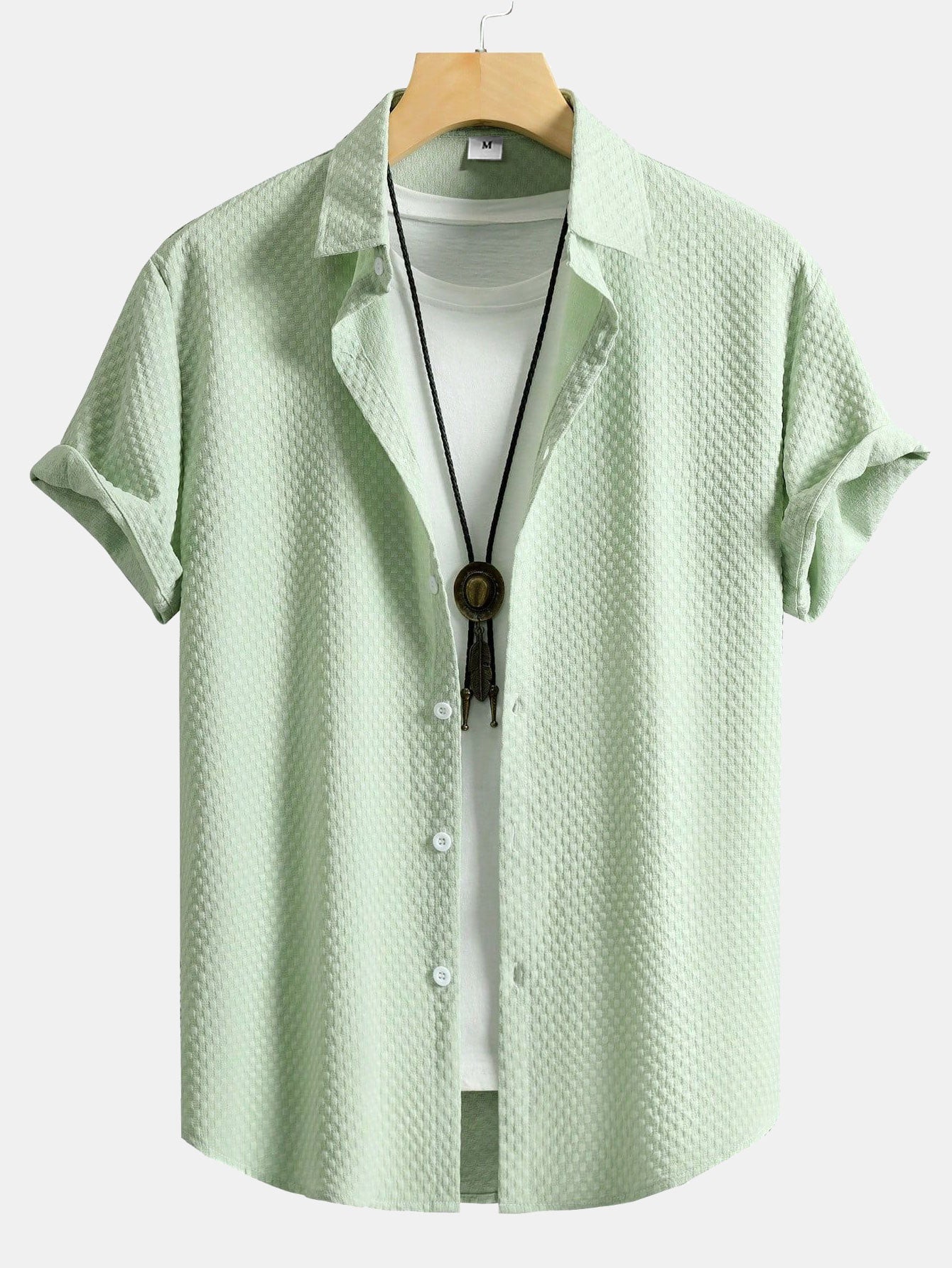 Checkerboard Jacquard Button Up Shirt