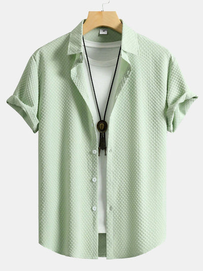 Checkerboard Jacquard Button Up Shirt