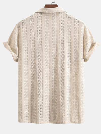 Floral Jacquard Textured Cuban Shirt