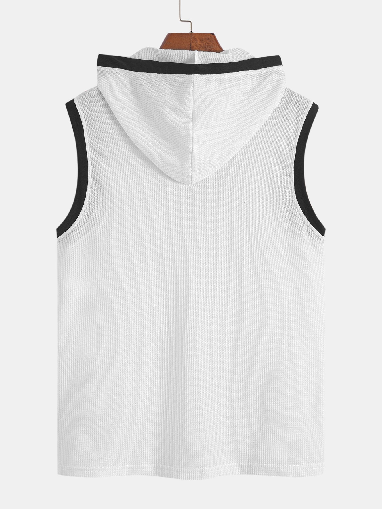 Contrast Waffle Half Open Hooded Vest