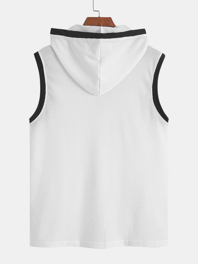 Contrast Waffle Half Open Hooded Vest