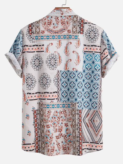 Scarf Print Button Up Shirt