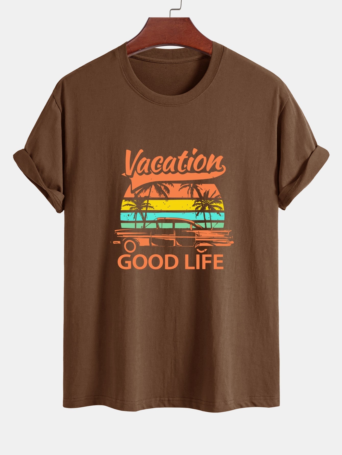 Regular Fit Good Life On Vacation Print Cotton T-Shirt