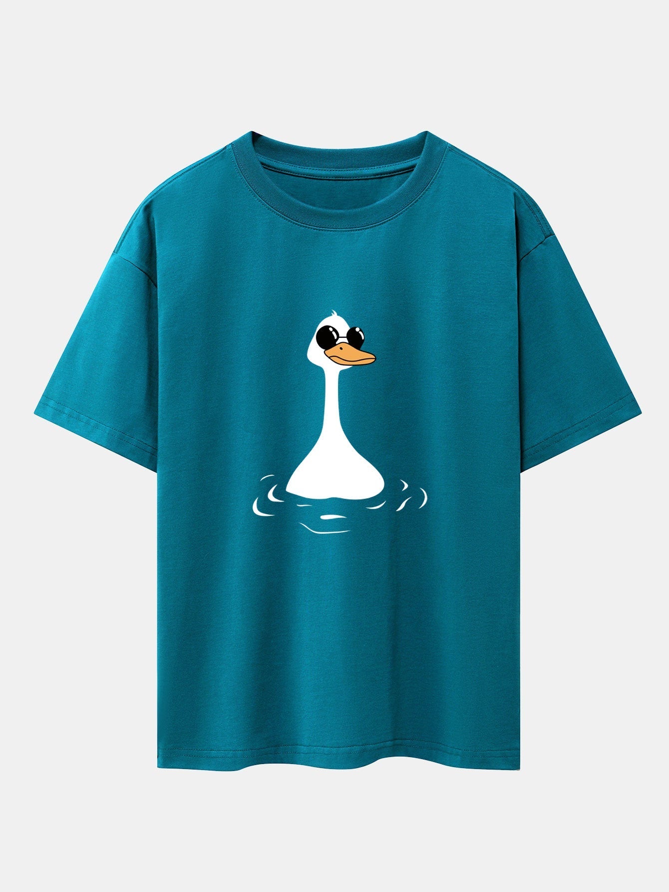 Sunglasses Goose Print Drop Shoulder Oversize T-Shirt
