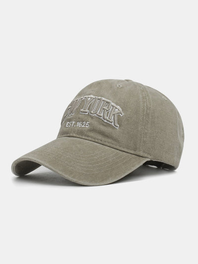 New York Embroidery Washed Distressed Cotton Baseball Cap