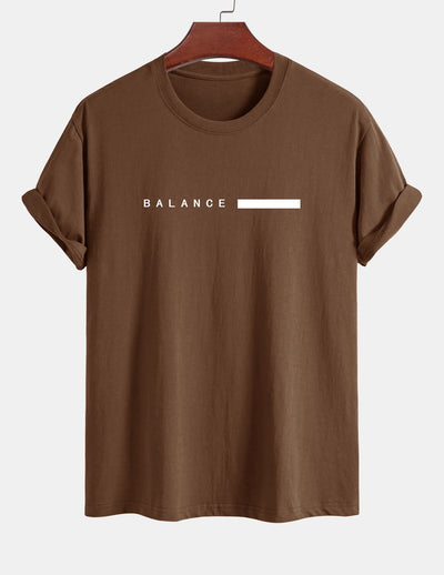 Regular Fit Balance Stripe Print Cotton T-Shirt